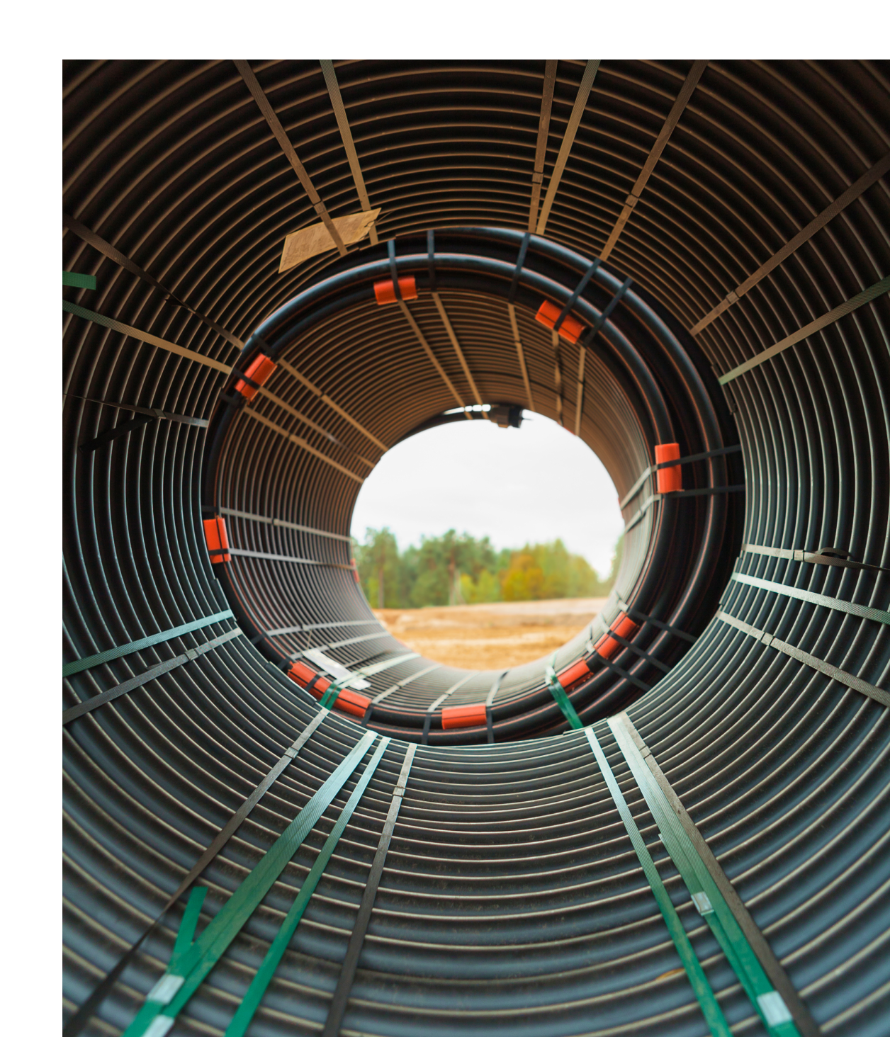 Cylindrical pipe with landscape view