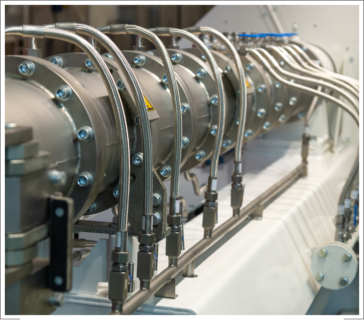 Complex piping system in industrial equipment